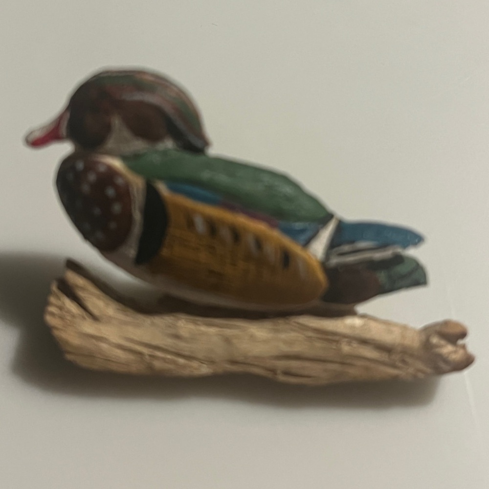 Vintage Brooch Pin Drake Wood duck/Goose Hand Carved & Painted 2”